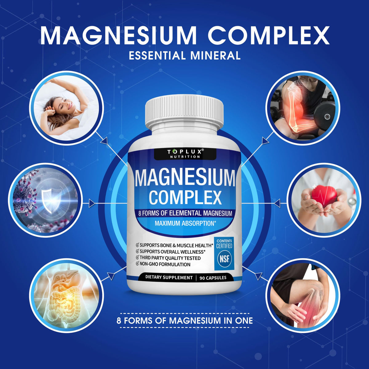 Toplux Magnesium Complex 8 Forms - 90 Capsules - image 2