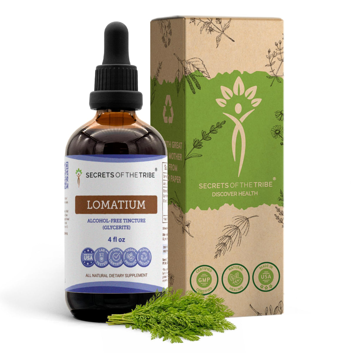 Secrets of the Tribe Lomatium Tincture Alcohol-Free Extract - 4 FL OZ