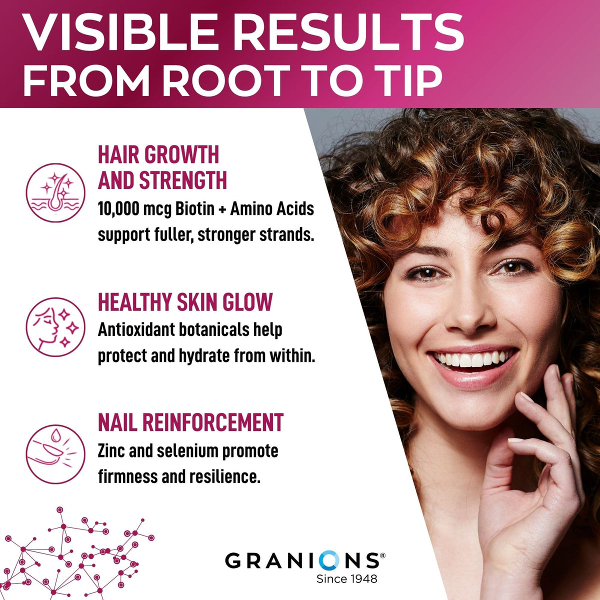 Granions Biotin 10,000 mcg Hair, Skin and Nails - 60 Tablets - image 5