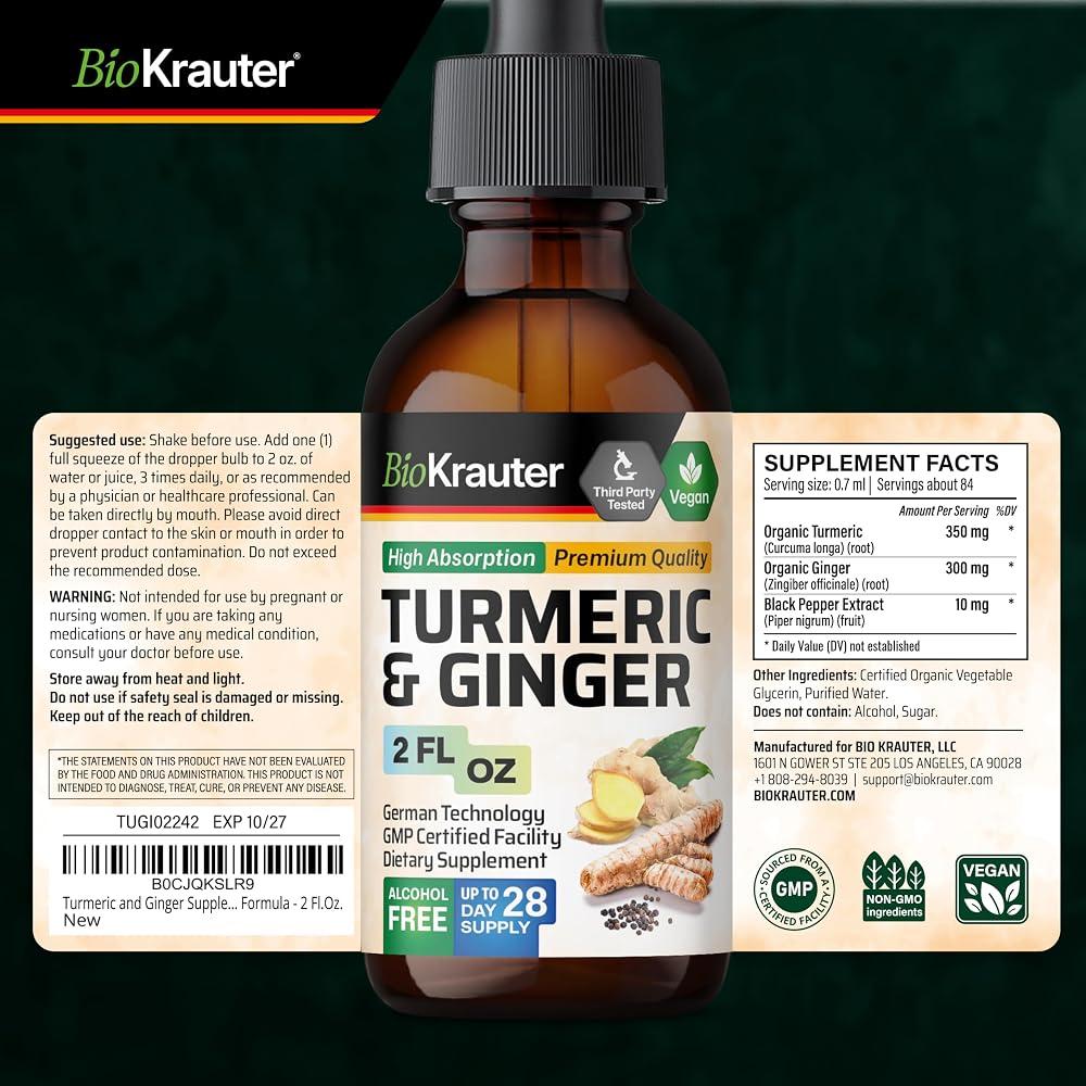 BIO KRAUTER Turmeric and Ginger Supplement Drops - 2 Fl Oz - image 8