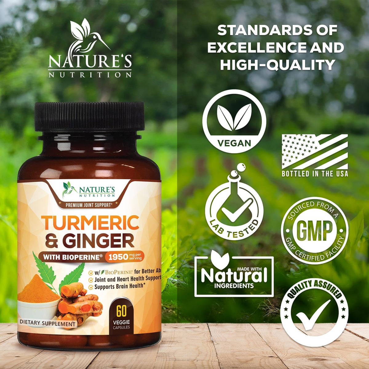 Nature's Nutrition Turmeric Curcumin Supplement - 95% Curcuminoids