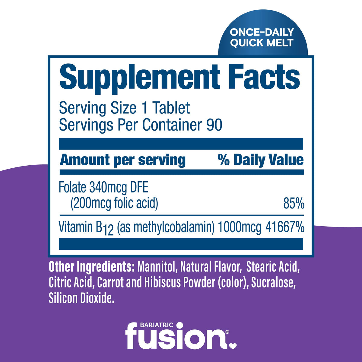 Bariatric Fusion Vitamin B12 1000mcg Sublingual Melts - 90 Tablets - image 4