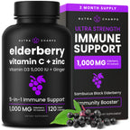 NutraChamps Elderberry Capsules 1000mg with Vitamin D3 - 120 Capsules
