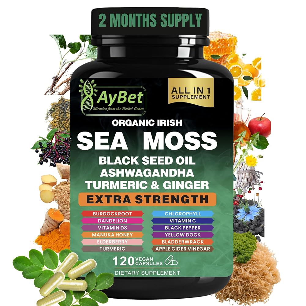 AyBet Organic Irish Sea Moss 16-in-1 Supplement - 120 Capsules
