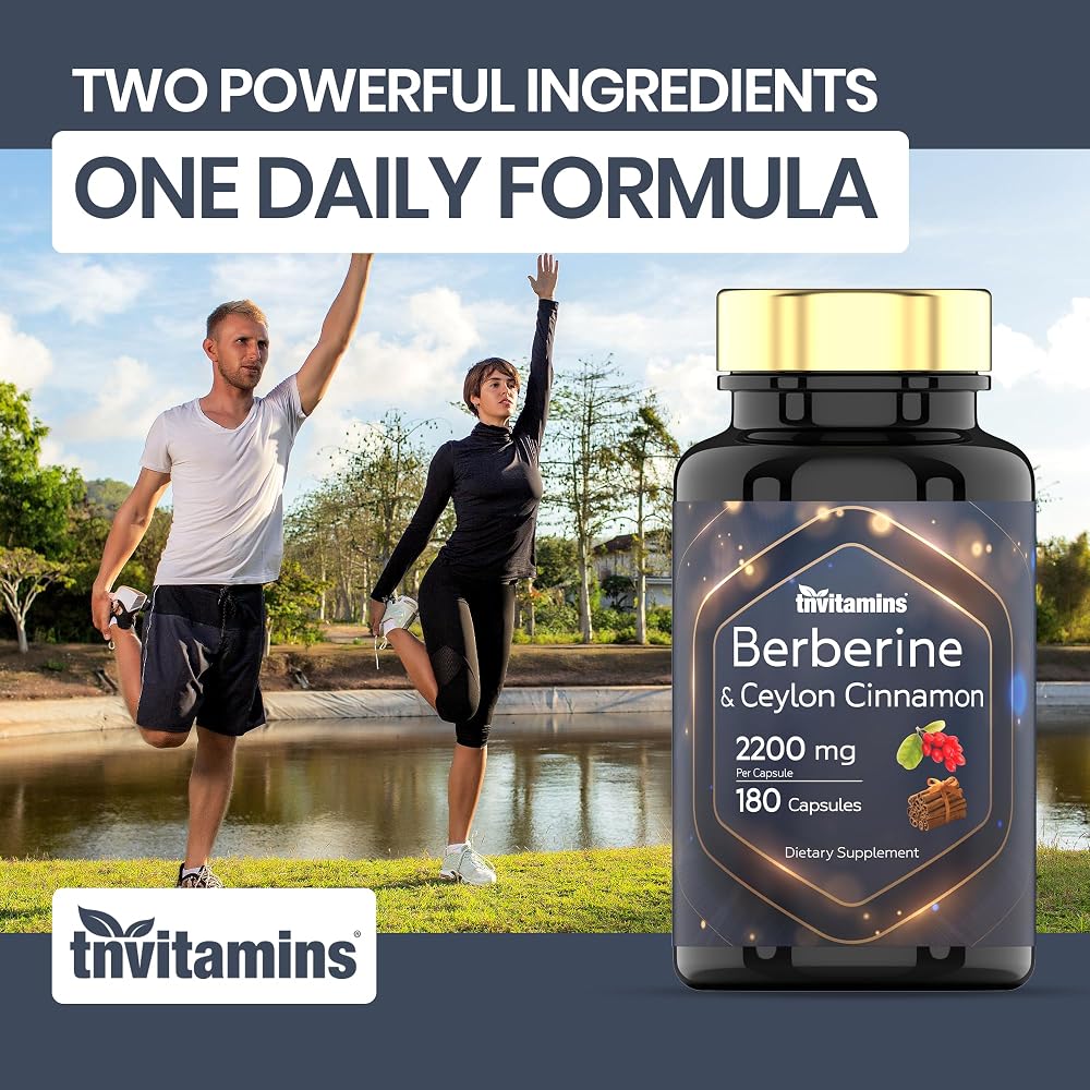 TNVitamins Berberine with Ceylon Cinnamon 2200 mg - 180 Capsules - image 3