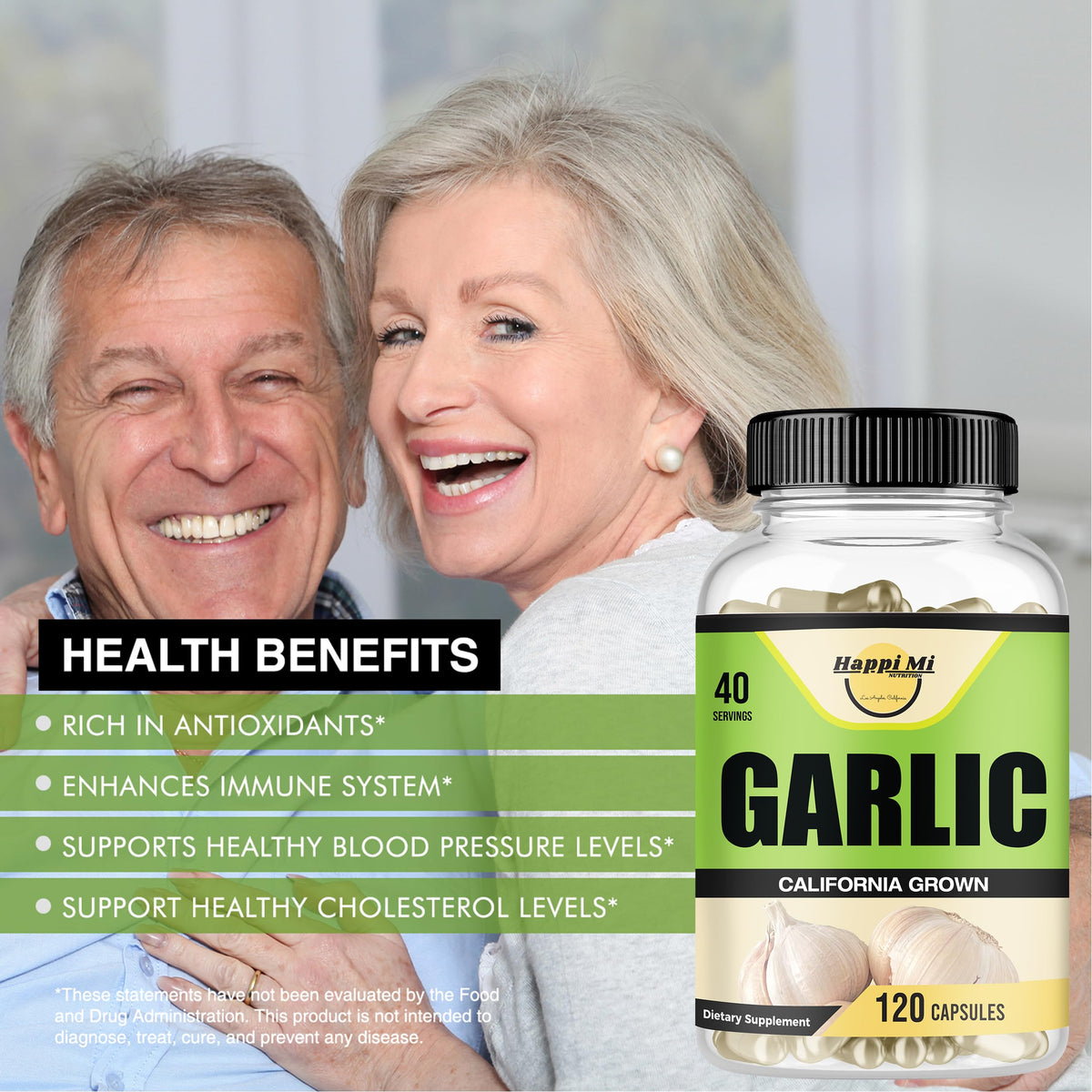 Happi Mi Nutrition Garlic Capsules 2400mg Immune Support - 120 Count - image 4
