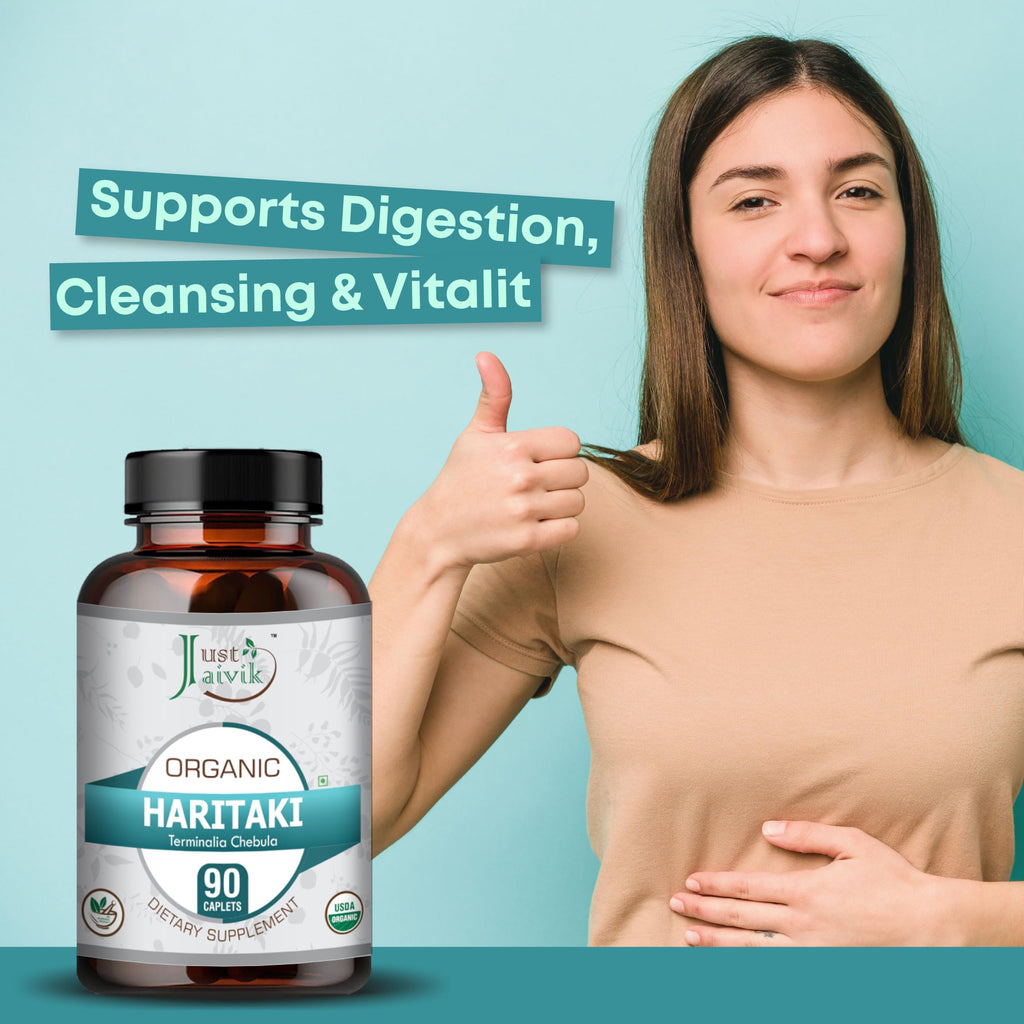 Just Jaivik Organic Haritaki 750mg - 90 Tablets - image 3