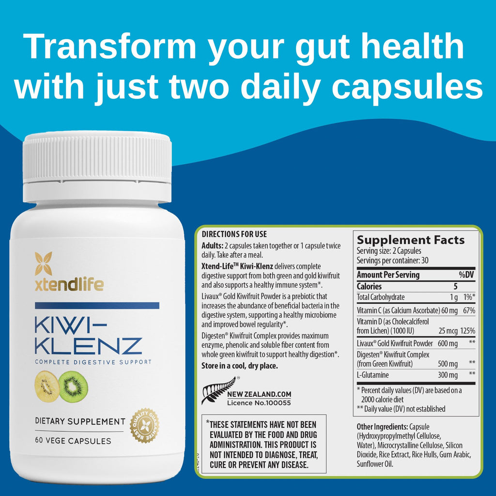 Xtendlife Kiwi-Klenz Digestive Enzyme & Prebiotic - 60 Capsules - image 3