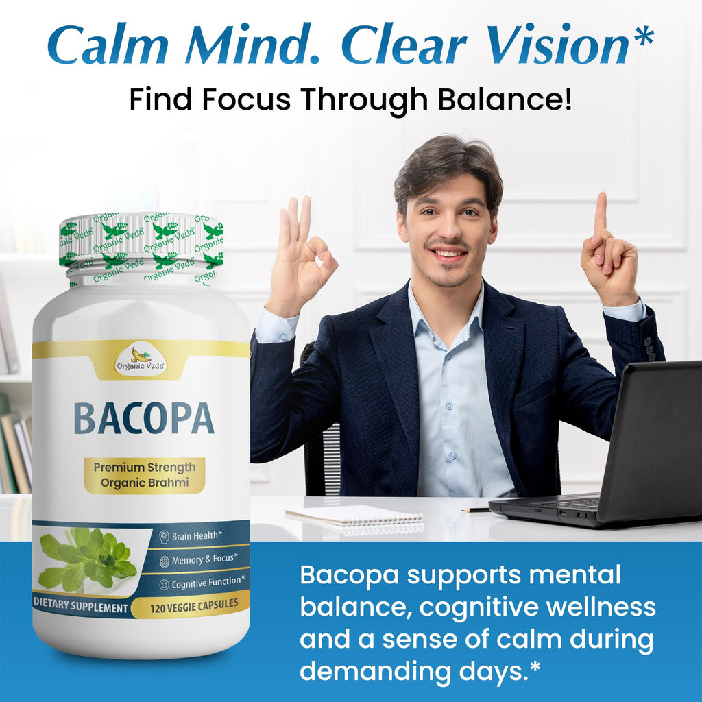 Organic Veda Bacopa Monnieri Brahmi Supplement - 120 Vegan Capsules - image 6