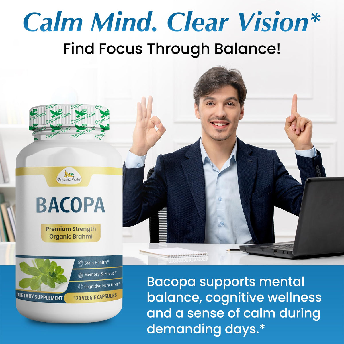 Organic Veda Bacopa Monnieri Brahmi Supplement - 120 Vegan Capsules - image 6