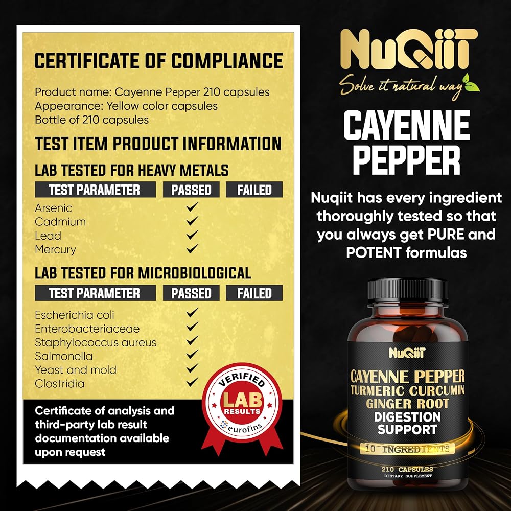 NUQIIT Cayenne Pepper Supplement with Turmeric & Ginger - 210 Capsules - image 5