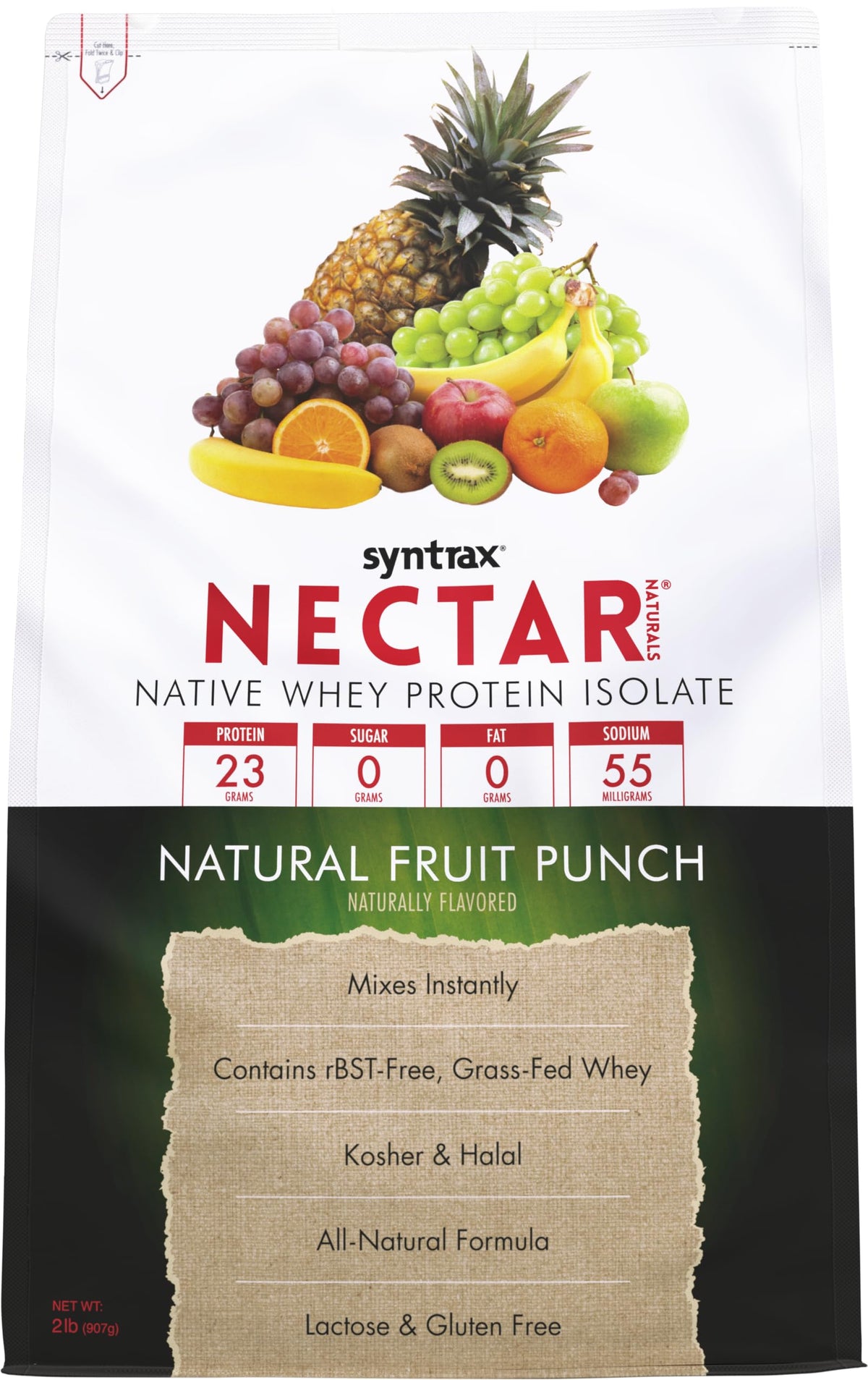 Syntrax Nectar Naturals Whey Protein Isolate Natural Fruit Punch - 2 lbs