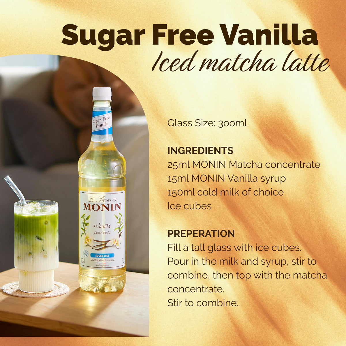 Monin Sugar Free Vanille Vanilla Syrup - 1L - image 2