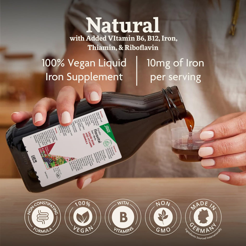 Floradix Floravital Liquid Iron Supplement, Vegan, Gluten-Free