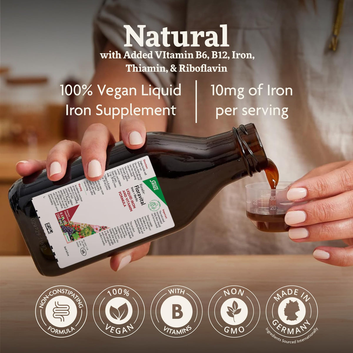 Floradix Floravital Liquid Iron Supplement, Vegan, Gluten-Free