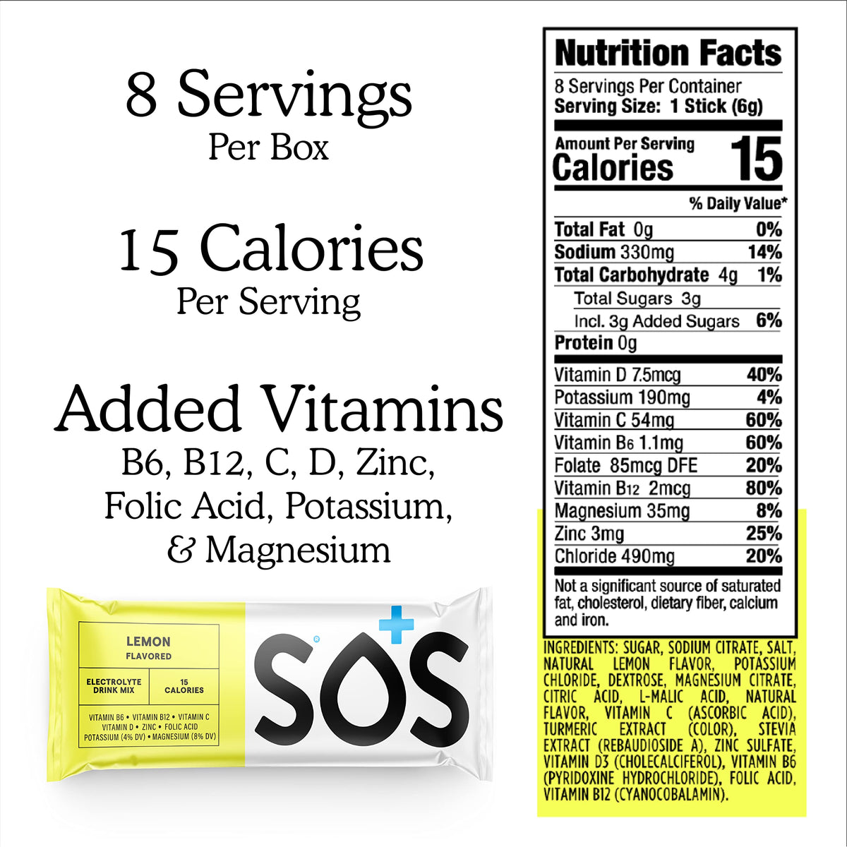 SOS Hydration Electrolyte Powder Sticks
