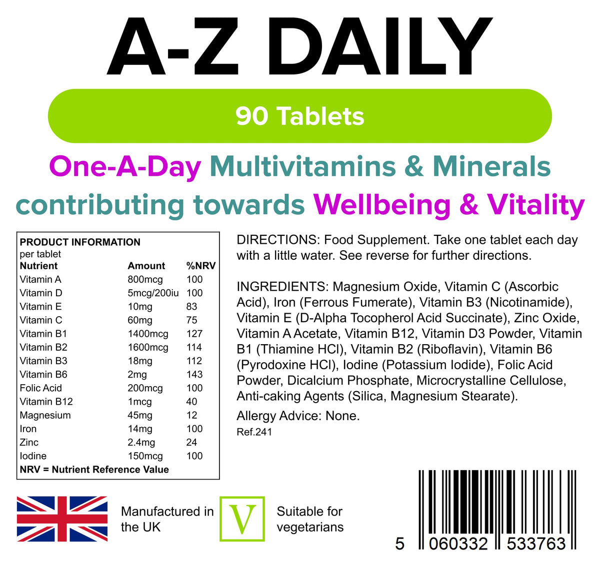Lindens Multivitamin A-Z Daily Tablets - 90 Tablets - image 2