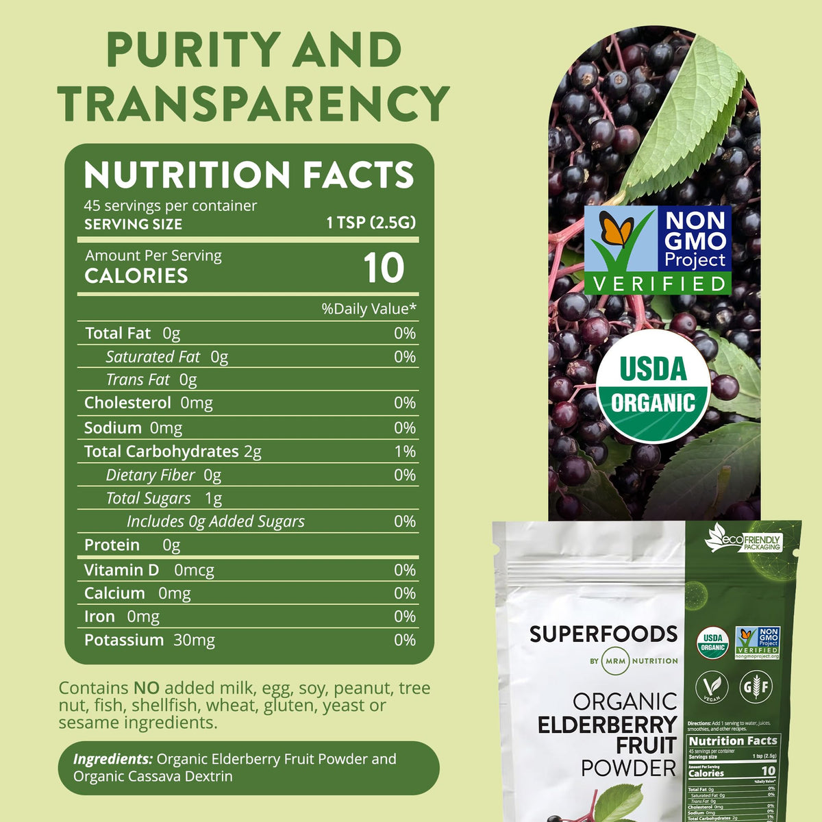 MRM Organic Elderberry Fruit Powder - 45 Servings - image 2