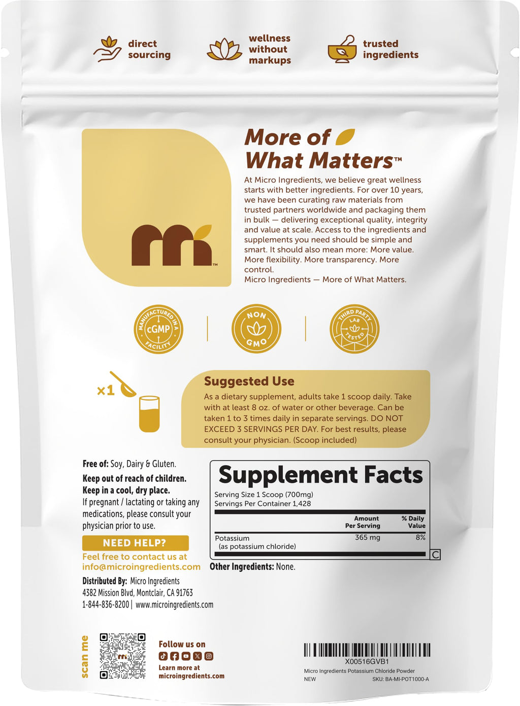 Micro Ingredients Potassium Chloride Powder - 2.2 lb - image 7