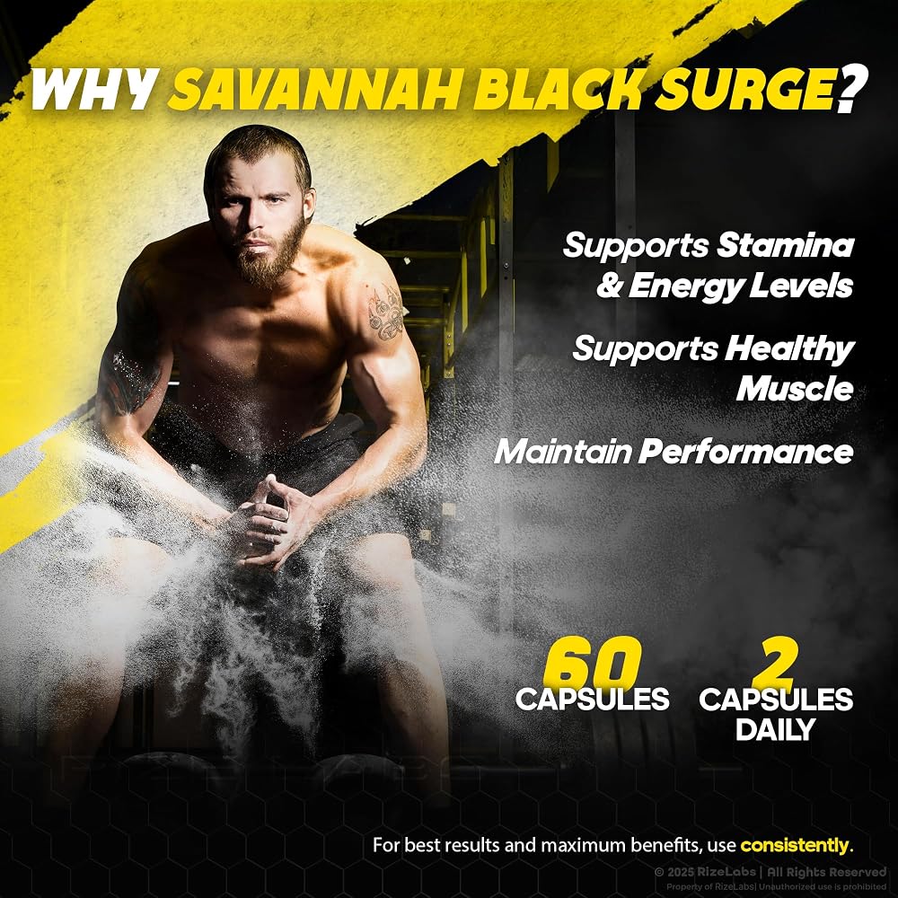 rize labs Savannah Black Surge Pills for Men - 120 Capsules - image 4