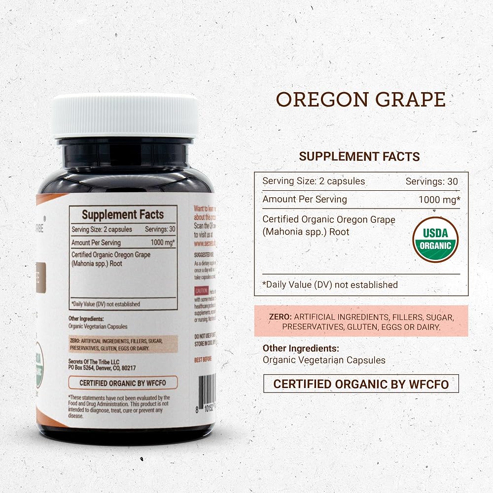 Secrets of the Tribe Oregon Grape USDA Organic Capsules