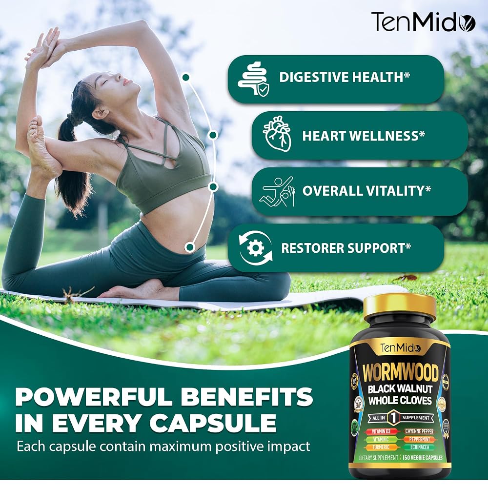 Tenmido Wormwood Capsules 10-in-1 Formula - 150 Capsules - image 5