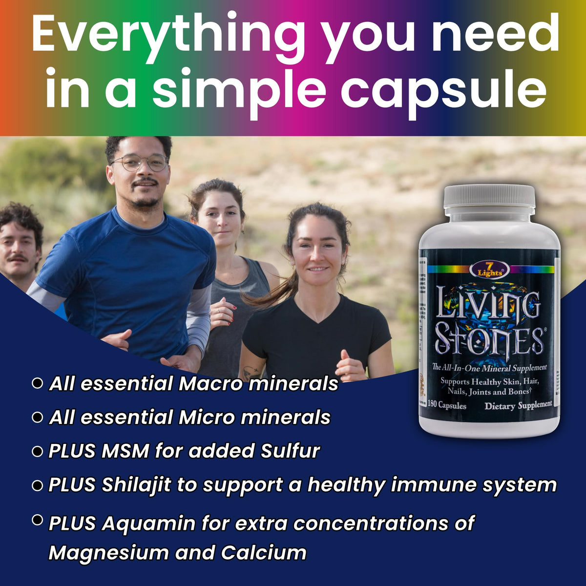 7 Lights Living Stones Complete Mineral Supplement - 180 Capsules - image 3