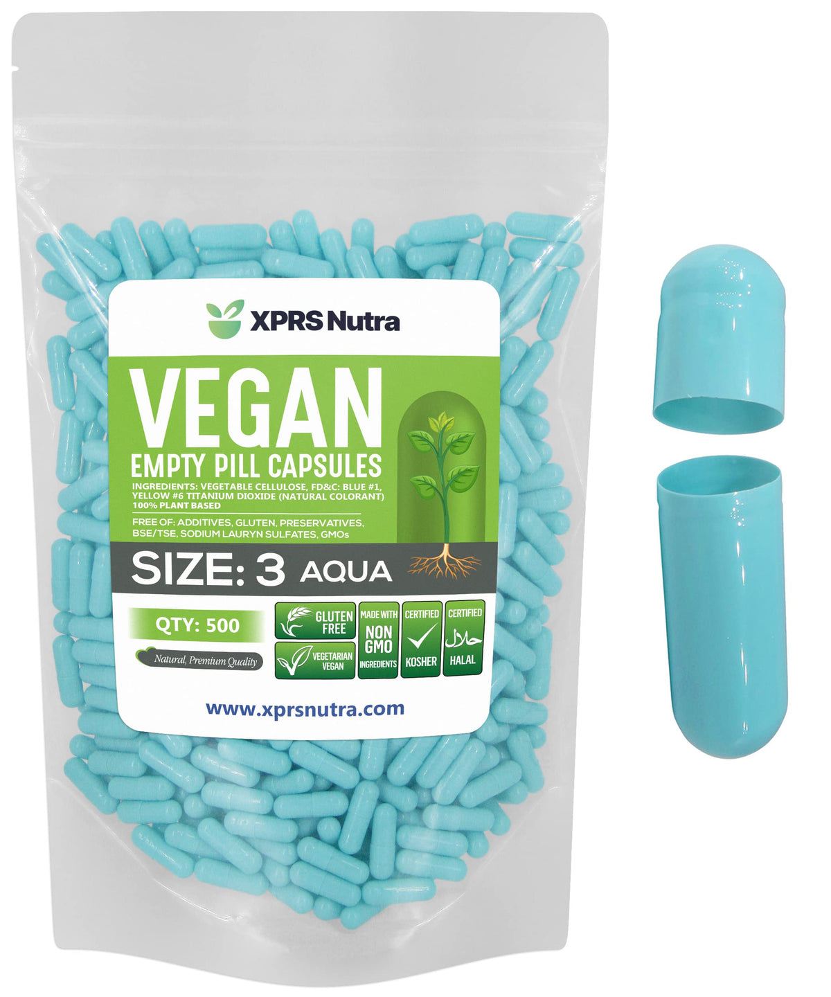 XPRS Nutra Size 3 Empty Vegetarian Capsules - 500 Count