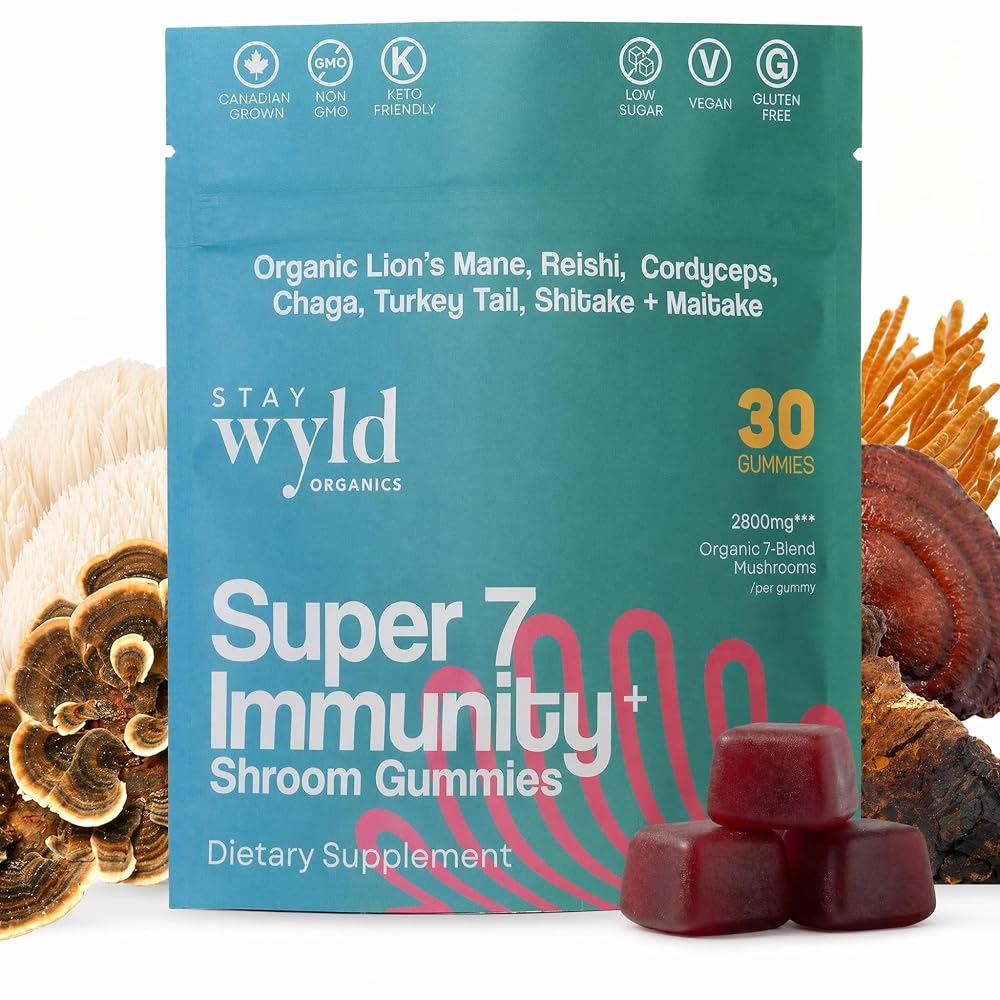 Stay Wyld Organics Super 7 Immunity+ Mushroom Gummies - 30 Count