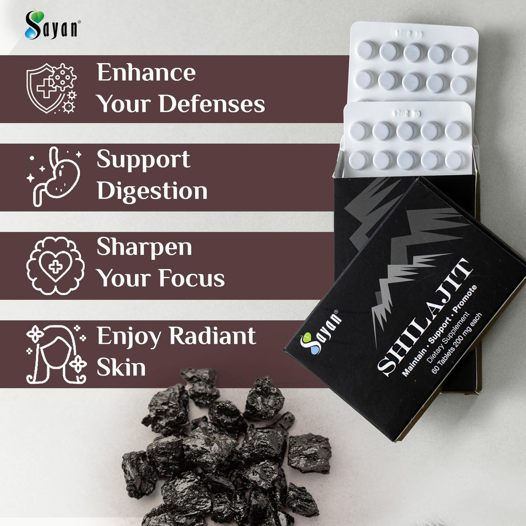 Sayan Shilajit Tablets 200mg Fulvic Acid - 60 Count - image 2