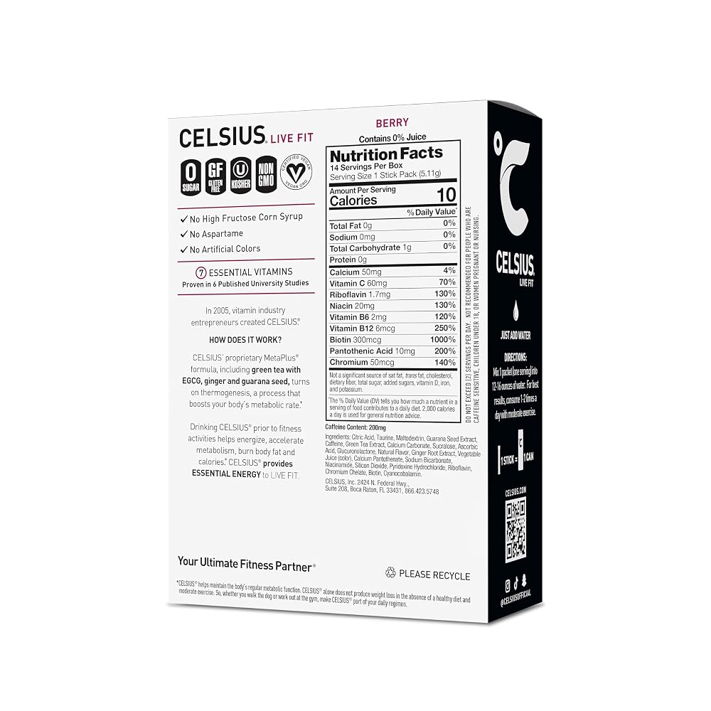 CELSIUS On-The-Go Berry Powder Sticks Energy - 14 Sticks - image 2