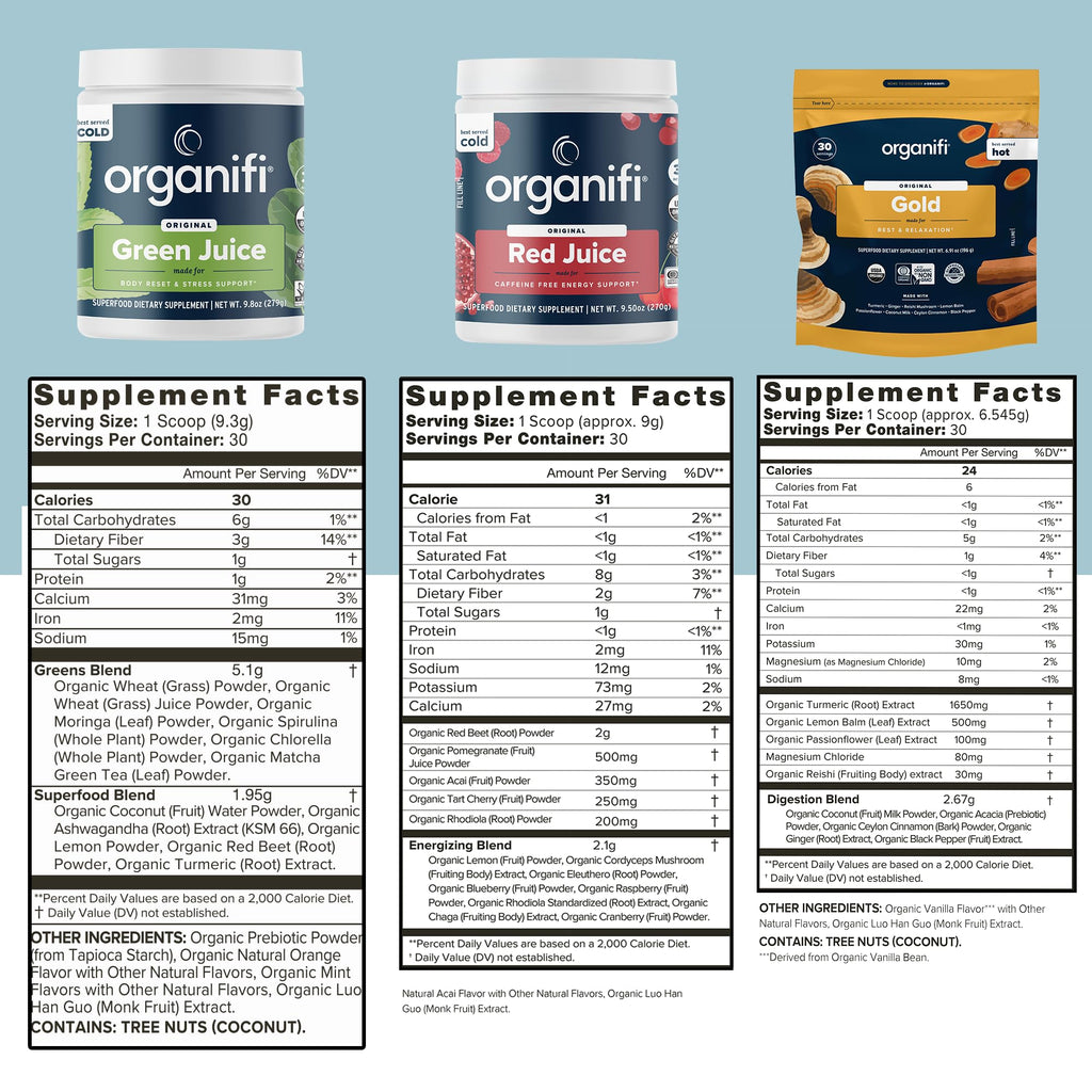 Organifi Sunrise to Sunset Bundle Green/Red/Gold Powders - 30 Servings - image 2