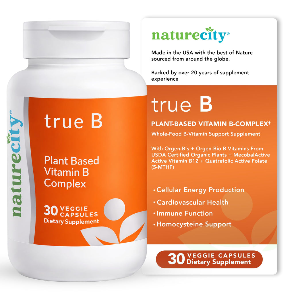 Nature City True-B Vitamin B Complex with Active B12 & Folate - 30 Capsules
