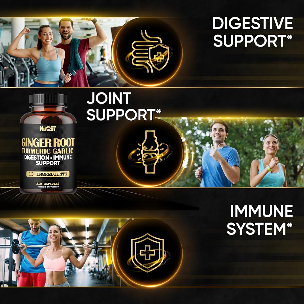 NUQIIT Ginger Supplements with Turmeric Curcumin - 210 Capsules - image 3