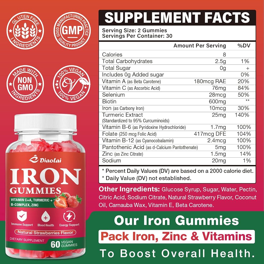 DIAOLAI Vegan Iron Gummies
