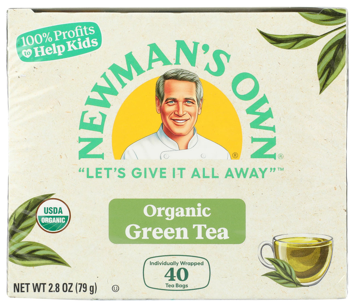 Newman's Own Organics Green Tea - 40 Tea Bags