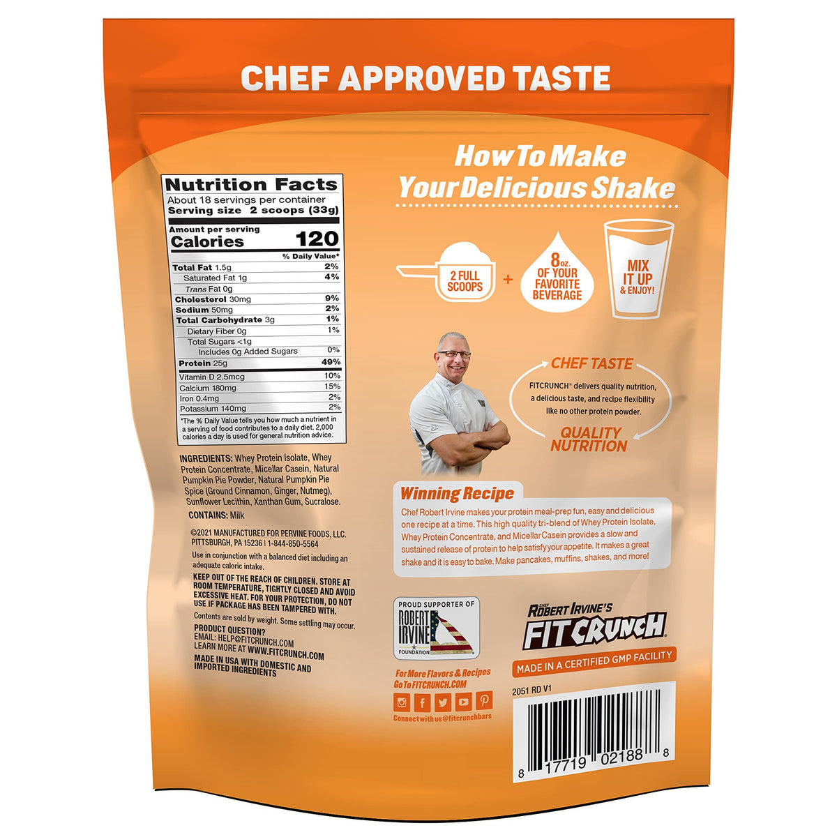 Fit Crunch Tri-Blend Whey Protein Pumpkin Pie - 18 Servings - image 3