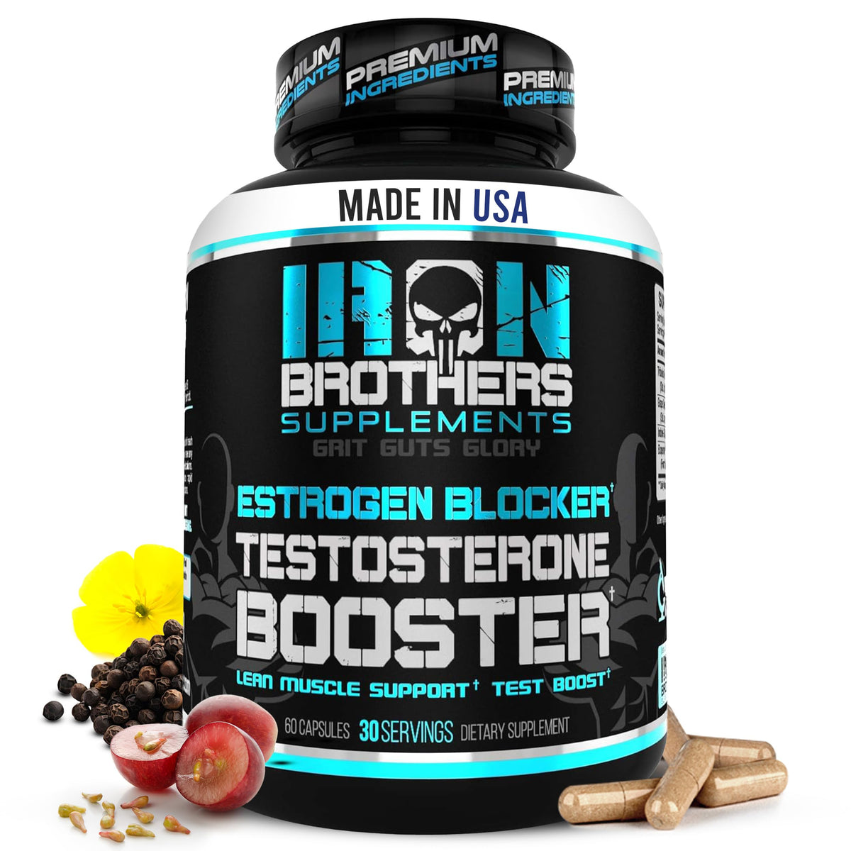 Iron Brothers Men's Testosterone Support Supplement - 60 Capsules
