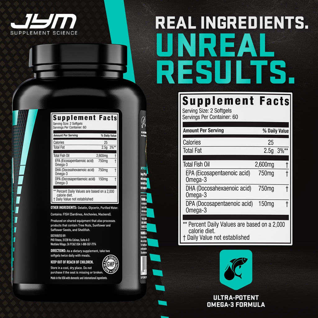 JYM Supplement Science Omega Fish Oil EPA DHA - 120 Softgels - image 4