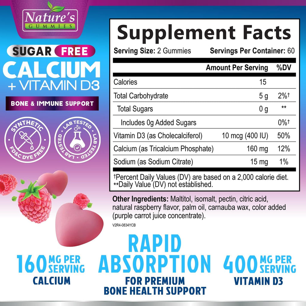 Nature's Nutrition Calcium Gummies - Sugar Free Calcium Gummy