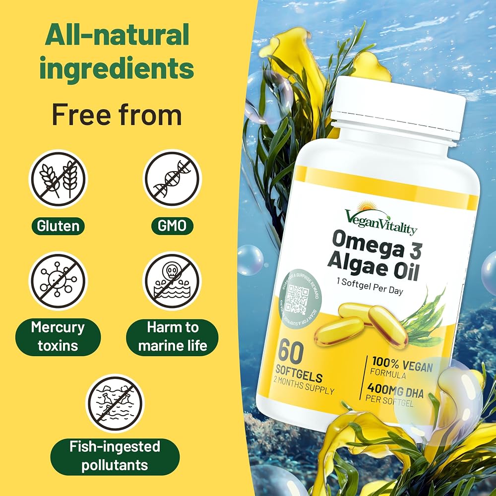 Vegan Vitality Vegan Omega 3 DHA Supplement - 60 Softgels - image 4