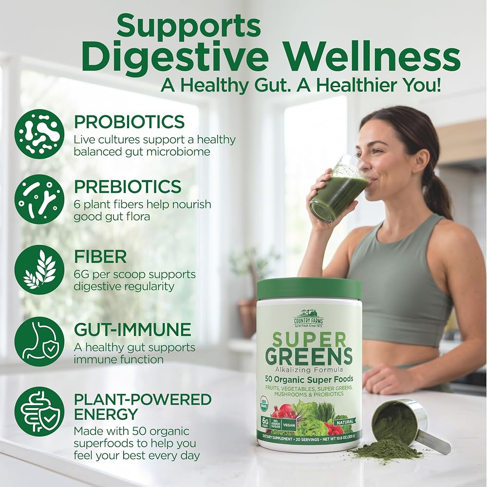 Country Farms Super Greens Natural Flavor, 50 Organic Super Foods - image 6