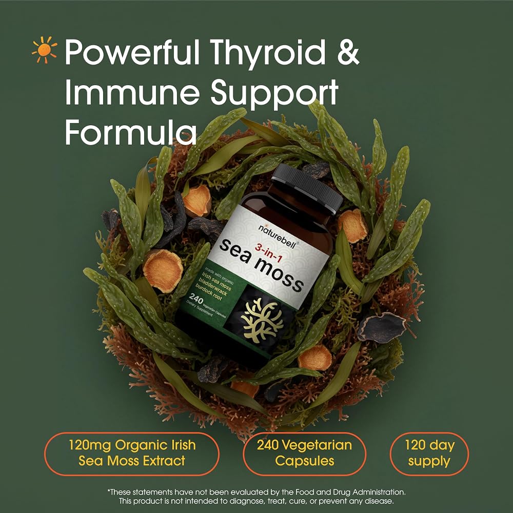 NatureBell 3-in-1 Sea Moss - 240 Vegetarian Capsules - image 4