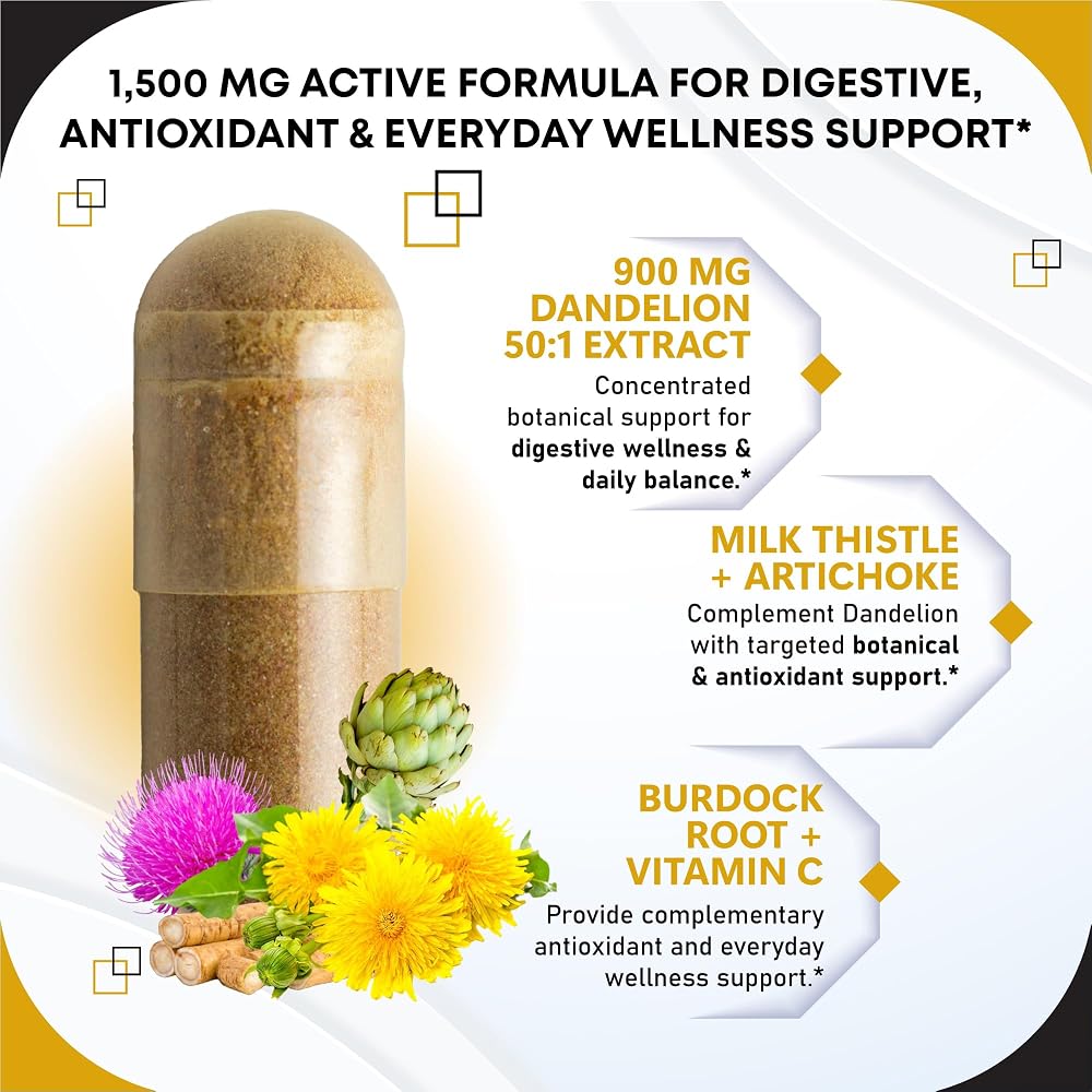 Gudomet Dandelion Complex 1,500 mg with Milk Thistle & Artichoke - 150 Capsules - image 5