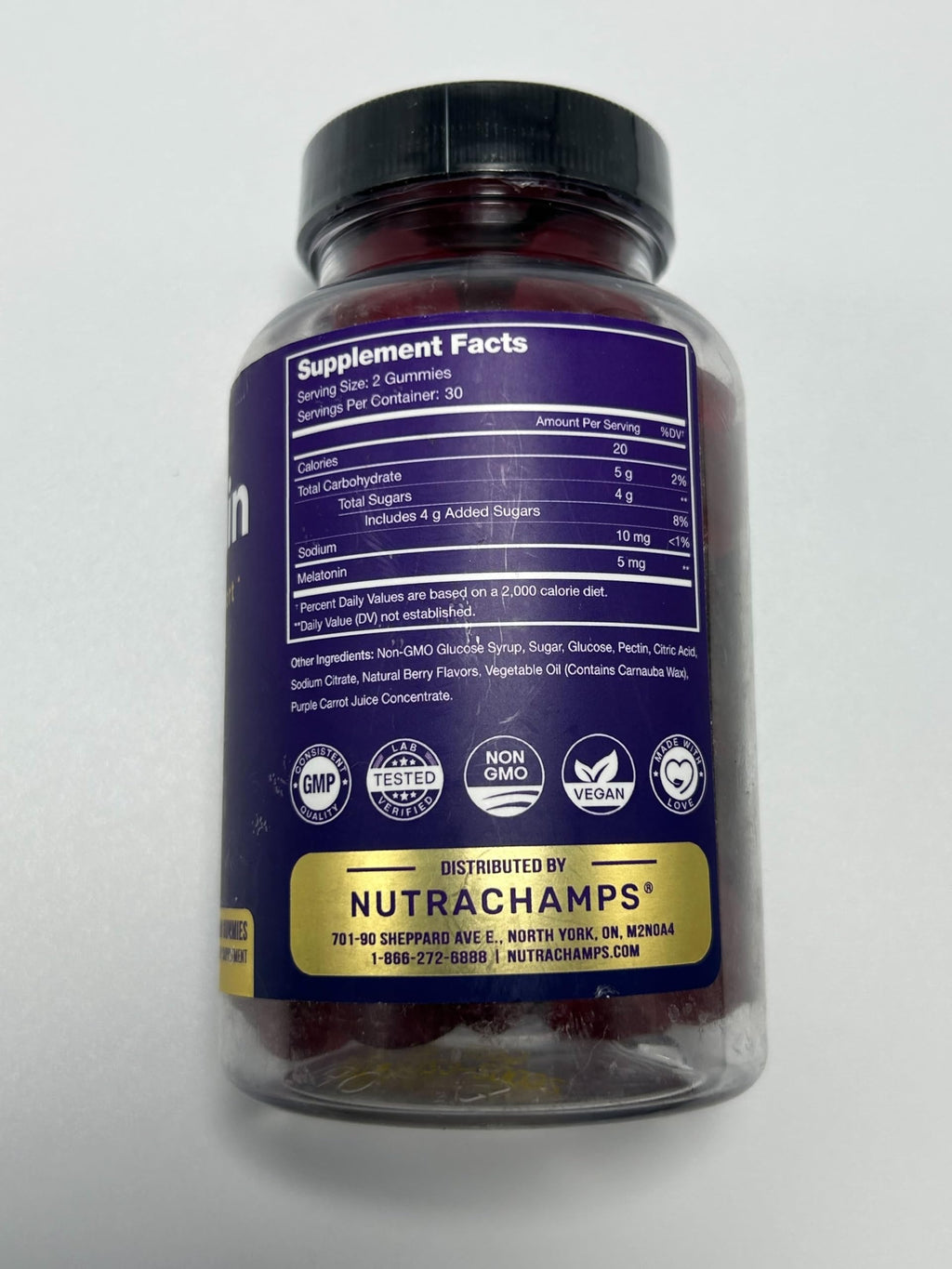 NutraChamps Melatonin Gummies for Adults Extra Strength