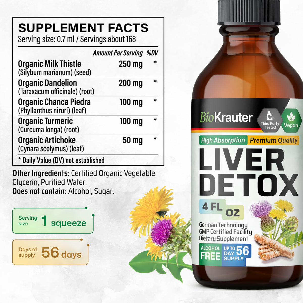 BIO KRAUTER 5-in-1 Liver Cleanse Detox Tincture with Milk Thistle - image 3