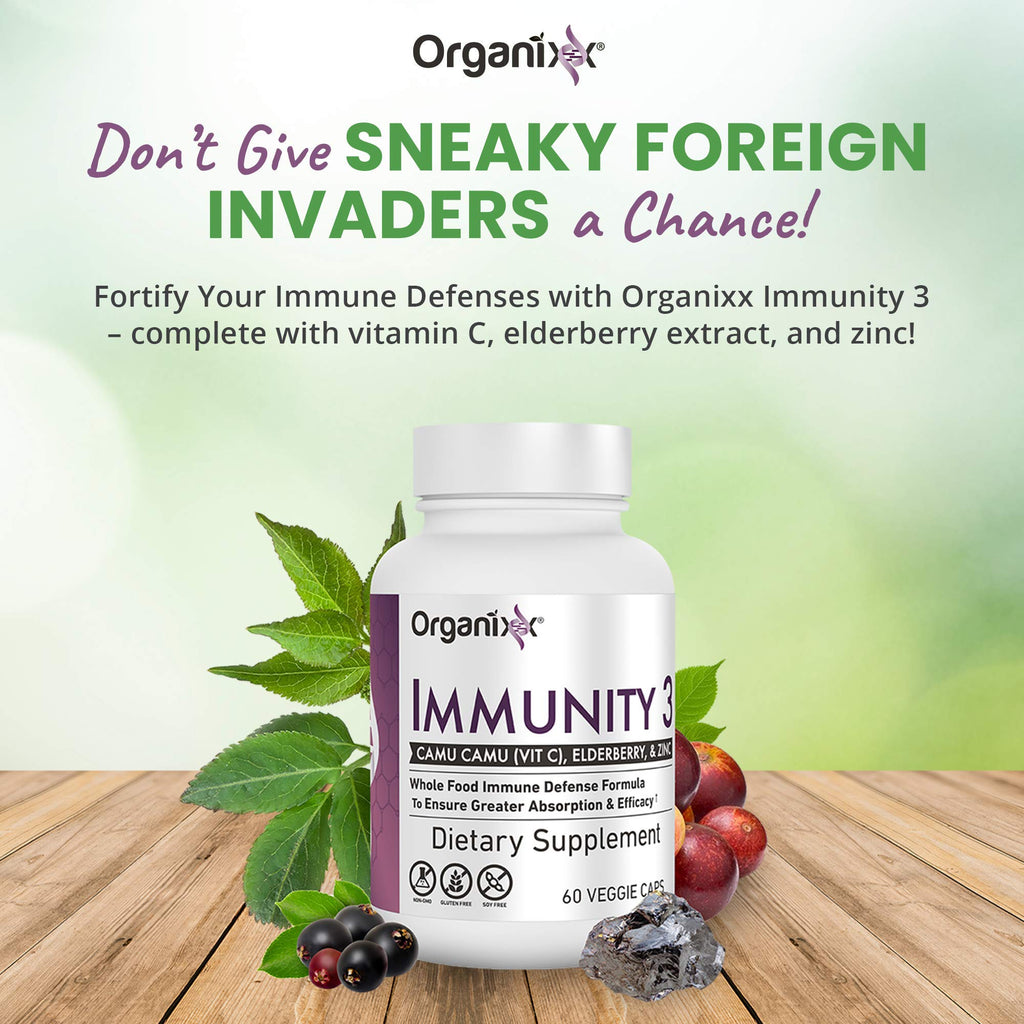 Organixx Immunity 3 Vitamin C, Zinc & Elderberry - 60 Capsules - image 3