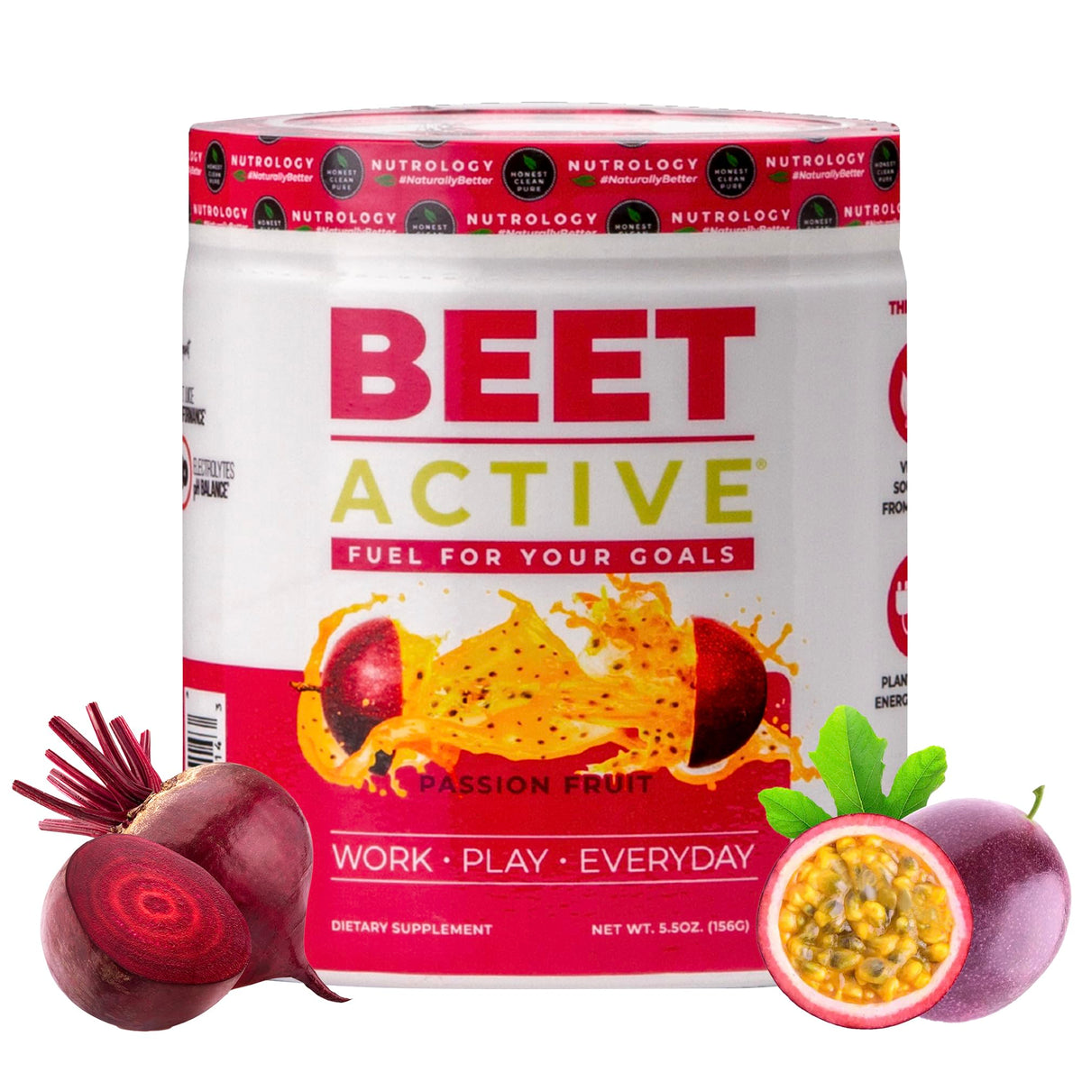 Nutrology Beet Active Pre Workout Powder Passion Fruit - 30 Servings