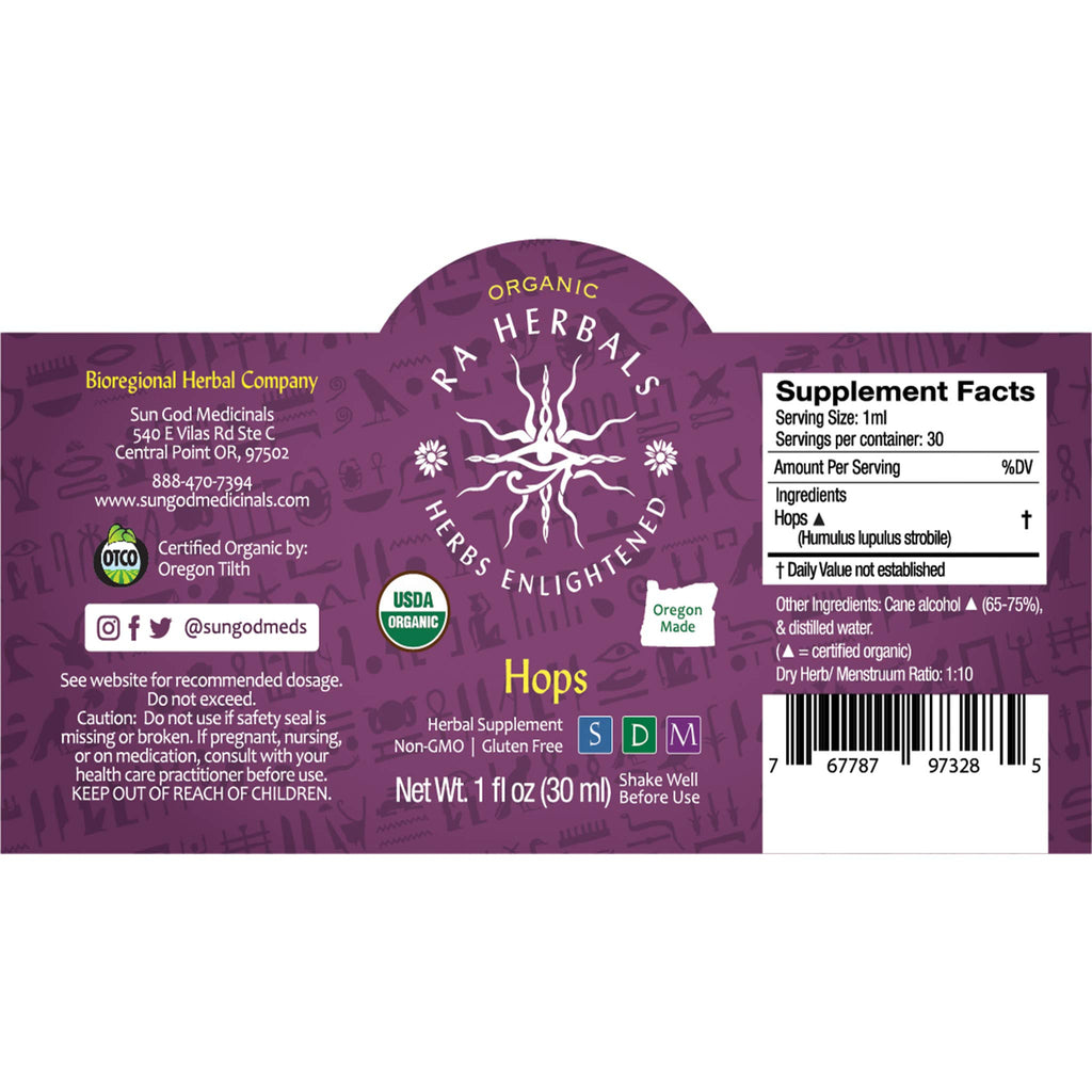Sun God Medicinals Ra Herbals Organic Hops Liquid Extract - 1 fl oz - image 2