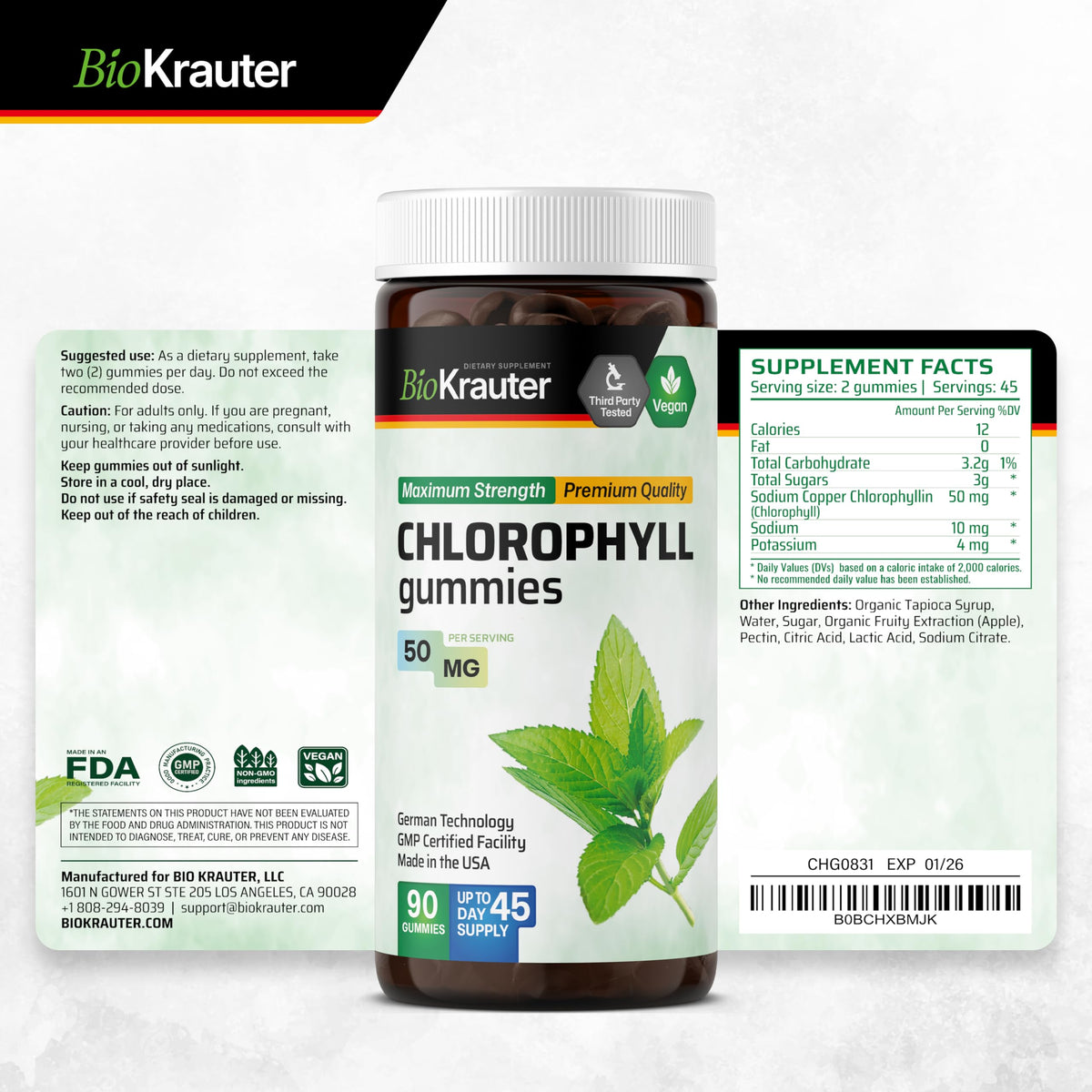 BIO KRAUTER Chlorophyll Gummies for Body Odor & Detox Support - image 9